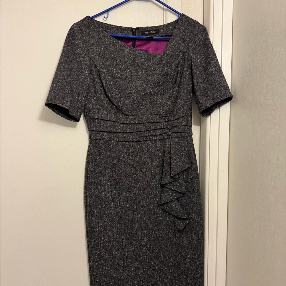 White House Black Market Gray Ruched Sheath Dress